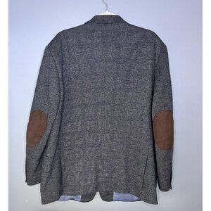 Zenbriele Blazer Mens 50R Gray Blue Glen Plaid Wool Blend Elbow Patch Sport Coat
